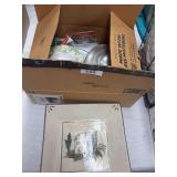Williams Sonoma square dish, hammered aluminium, porcelain plates
