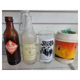 Vintage Soda Memorabilia, Tin Cup, Liter Carafe