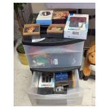 Monet costume jewelry pins, action tracker, pocket books, earbuds