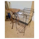Metal Magazine Rack, Metal Stool (broken leg)