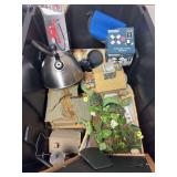 Foot pump, birdhouse, teapot, lighthouse, picture frame, misc