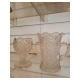 Clear Glass (Cut) Double Handle Vase, Imperial Glass Footed Zipper Glass Vase