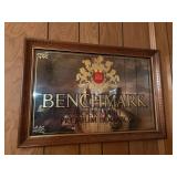 Benchmark Sour Mash Premium Bourbon mirror 22”x 15” and Falls City Beer plastic Christmas sign