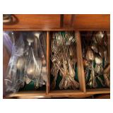 Lot of misc flatware, wood serving utensils