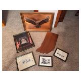 Patriotic pictures, wooden Indiana wall hanging
