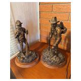 2 American Hunter NRA Series figures on wooden base