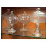 4 clear glass candy dishes