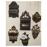 Vintage Cast Iron Matchbox Holders - 6 pieces