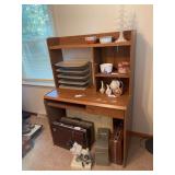 Computer desk pressed wood some damage, 36”w x 19.5”d x 53”h, excludes all contents