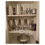 Pewter Goblets (8 pieces), Steins (4 Pieces), Salter/Pepper, Creamer, Hammered Aluminum Casserole