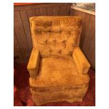 Gold tufted  back upholstered rocker , orange tufted back upholstered rocker