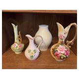 Porcelain vase and 3 decorative pitchers