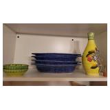 Sterling USA Cobalt Blue Oval Dishes (4 pieces), Olive Oil Decanter, Small Dipping Plates