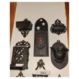 Vintage Cast Iron Matchbox Holders - 6 Pieces