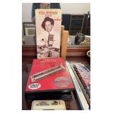Teach yourself Harmonica , Big River Harp , slide whistle , Fife , Bill Monroe CD’s , wooden train whistle
