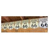 9 US 66 tin signs