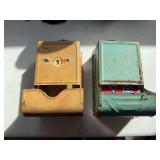 2 vintage tin match holders