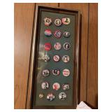 Presidential pins in frame 7”w x 16”h