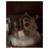 Santa centerpiece, angels centerpiece, vase, candle glitter globe, wood and ceramic Santas
