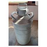 Large steel painted white milk can