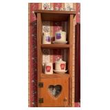 Wall shelf with mini crock cream & sugars, ceramic thimbles