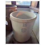 15 gal Uhl Pottery crock (has a line)