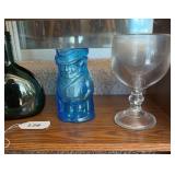 Green vase, beer mug and blue pirate mug