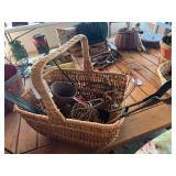 Vintage kitchen tools, wicker basket