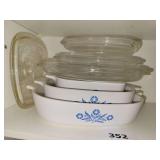 Corningware Corn Flower Casseroles, Lids