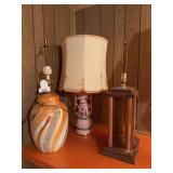 3 table lamps 27", 28", 30"