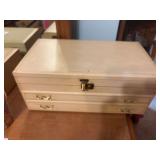 Vintage jewelry box with contents