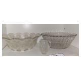 Cut Glass Miniature Pitcher, Clear Glass Bowls