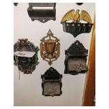 Vintage Cast Iron Matchbox Holders - 8 pieces
