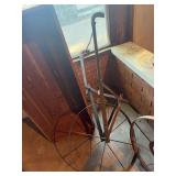 Antique single wheel garden plow/cultivator