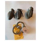 Dummy hand grenades, hand cuffs
