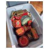 Large lot of vintage tins