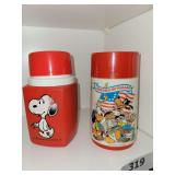 Thermos Snoopy, Aladdin Mickey American on Parade Plastic Containers