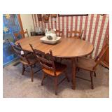 Tell City table & 6 chairs 70" x 41" with 1 leaf