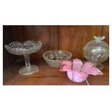 Glass candy bowls  Indiana Glass Marigold Carnival Glass compote bowl