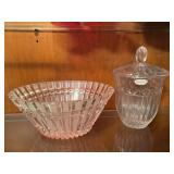 Block Crystal vase with lid, crystal bowl