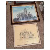 Framed historical Evansville, IN buildings, Peteoleum Club brochure