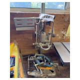 Drill press stand, clamps