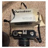 Windsor camera , Jason /Empire binoculars, Continental 8 translator ,folding Focal binoculars and two pair of vintage binoculars in leather cases