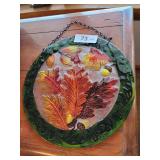 Autumn Glass Window Hanging, Glass Leaves Wind Chime