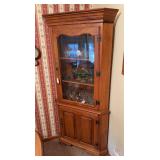 Tell City lighted corner curio cabinet 13" x 70" x 18"