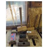 Wood mallets, mini sledge, ball peen, claw hammers