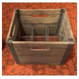 Vintage wooden and  metal dairy crate