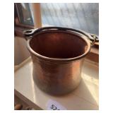 Vintage copper pail with wrought iron handle