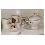 Soup Tureen, Mugs, Creamers Small Dish