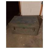 Metal military foot locker, 29”w x 18”d x 16”h